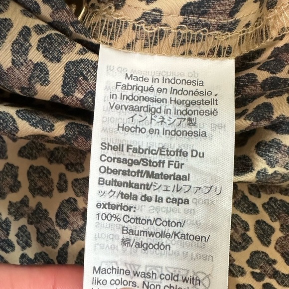 J. CREW Leopard Print Poplin Short Puff Sleeve Crisp Animal Cheetah Size Large - Picture 17 of 17